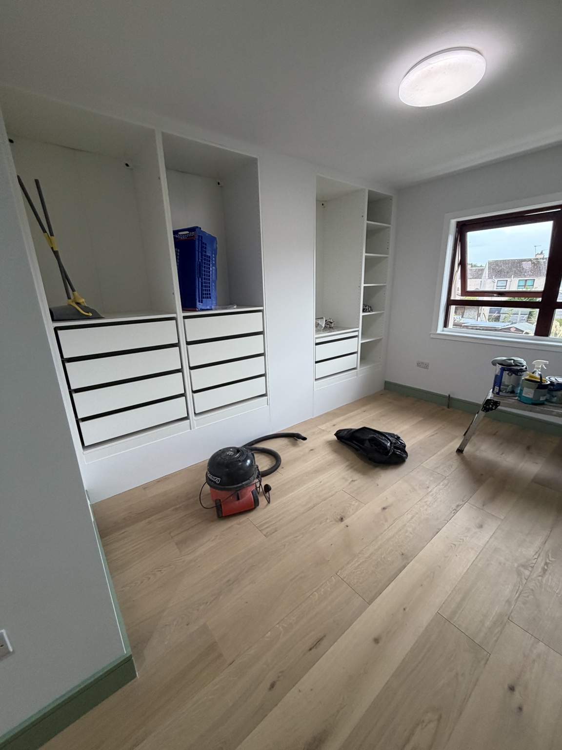 Fitted wardrobe joinery with drawers and shelving